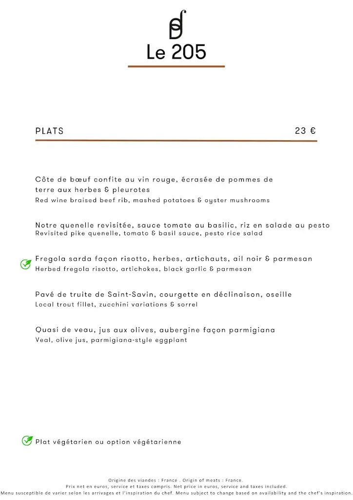 Menu_Brasserie Le 205_Dolomieu_image_1