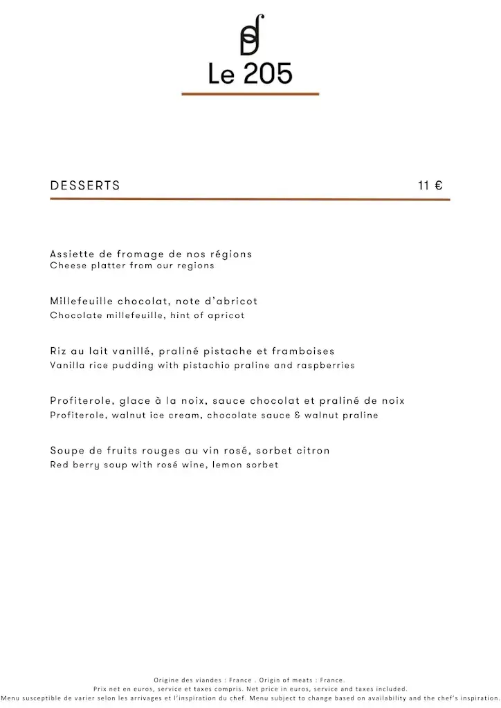 Menu_Brasserie Le 205_Dolomieu_image_2