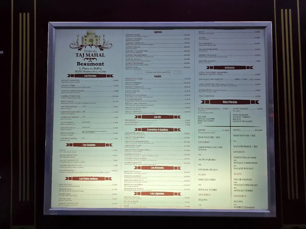 Menu_Palais du Tajmahal_Beaumont-sur-Oise_image_2