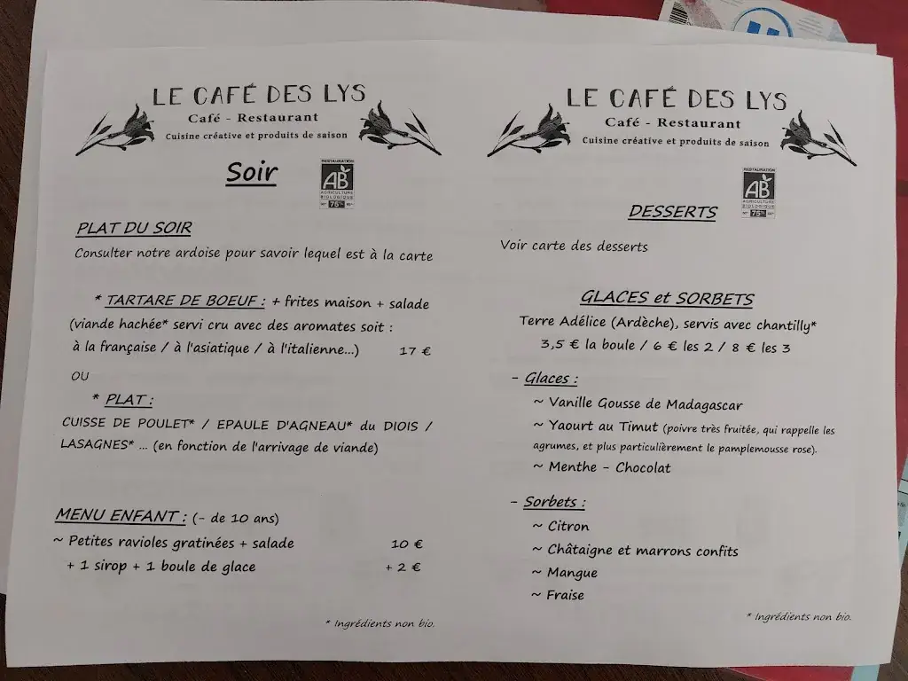 Menü_Café restaurant des Lys_Die_Bild_1