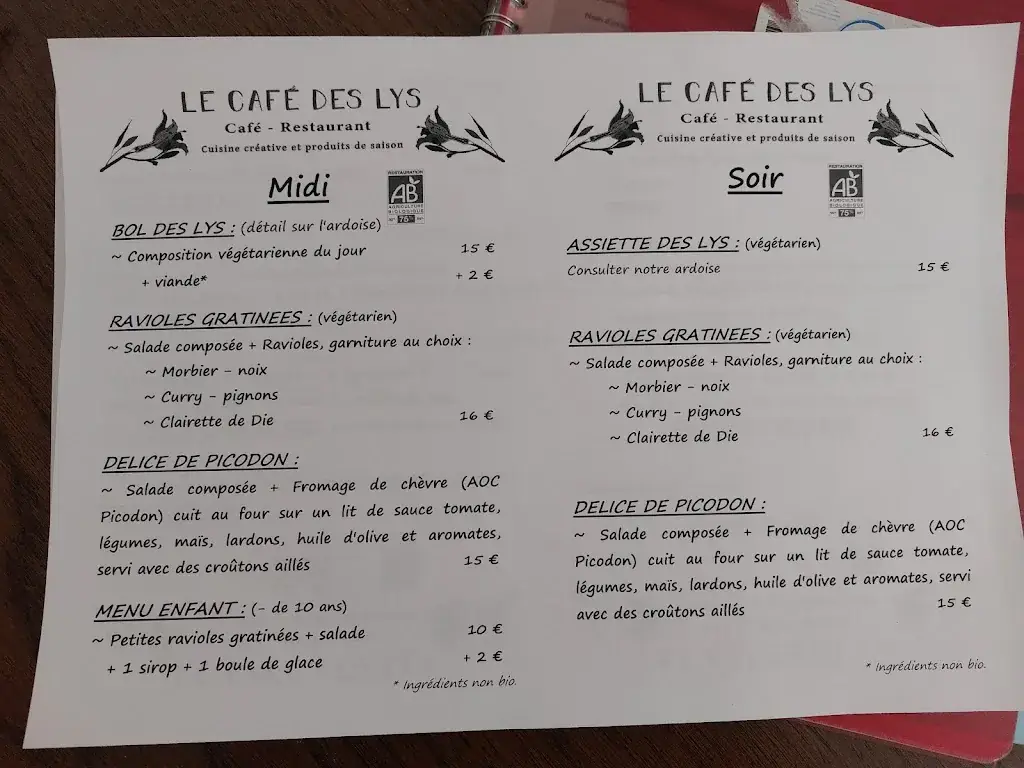 Menü_Café restaurant des Lys_Die_Bild_2