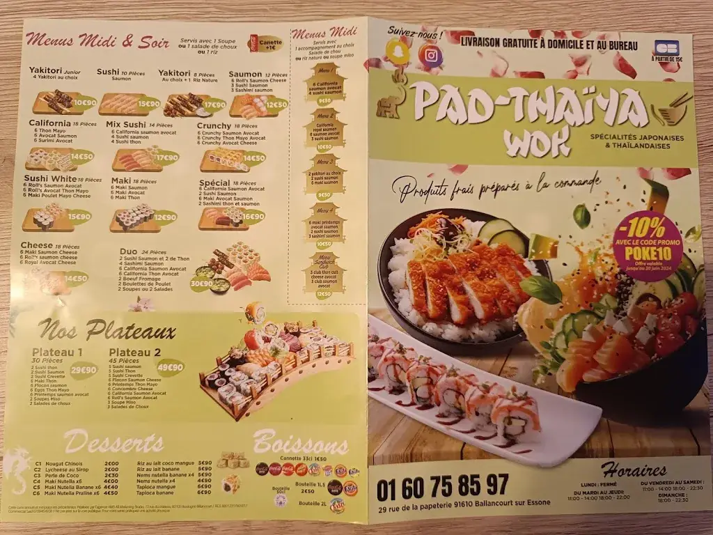 Menu_RESTAURANT THAILANDAIS PAD THAIYA WOK_Ballancourt-sur-Essonne_image_2