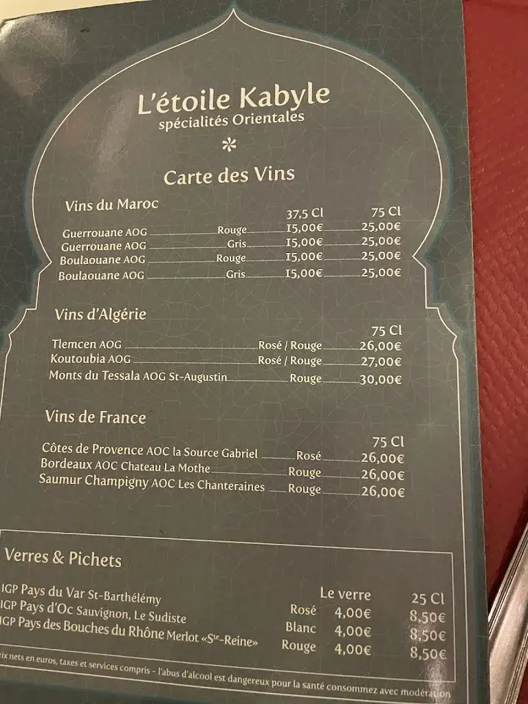 Menü_L'Etoile Kabyle_Mennecy_Bild_4