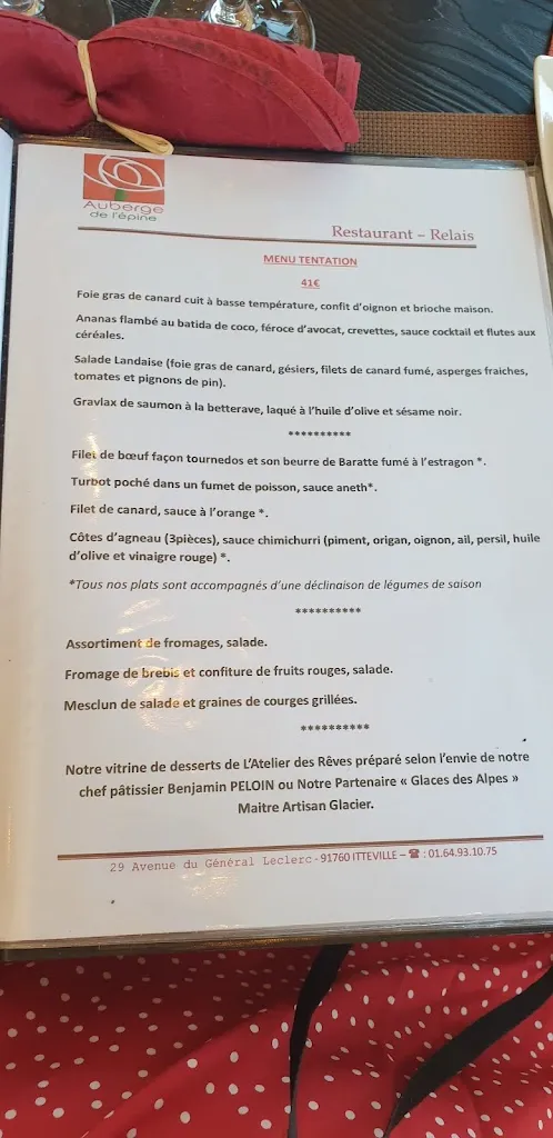 Menu_Auberge de l'Epine_Itteville_image_4
