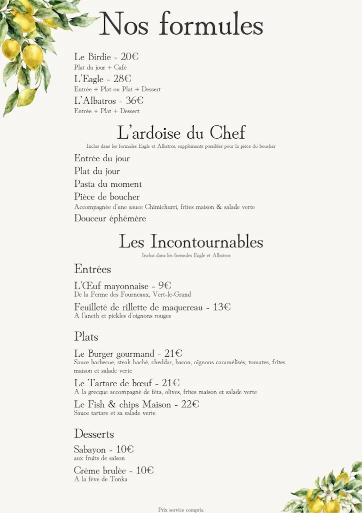 Menu_Restaurant du Golf de Val-Grand_Bondoufle_image_1