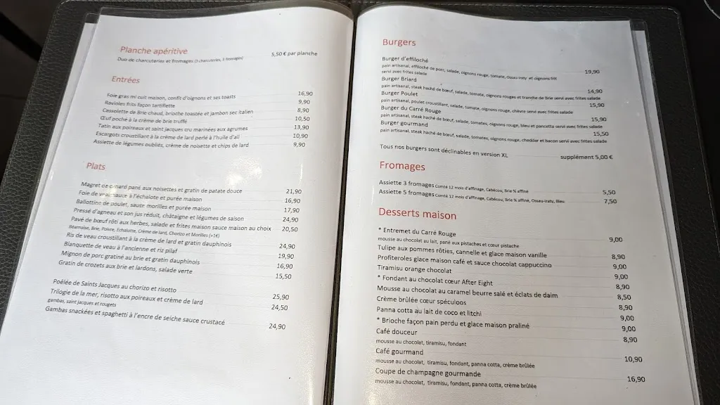 Menu_O'carre Rouge restaurant_Coulommiers_image_1