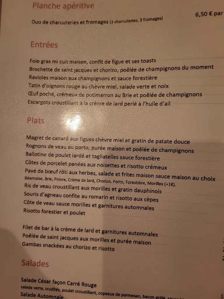 Menu_O'carre Rouge restaurant_Coulommiers_image_2
