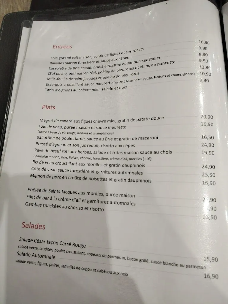 Menu_O'carre Rouge restaurant_Coulommiers_image_4