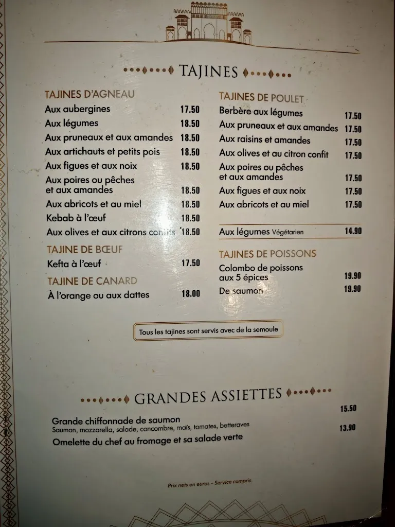Menu_Le Palais d'Agadir - Restaurant Marocain 94_Boissy-Saint-Léger_image_3