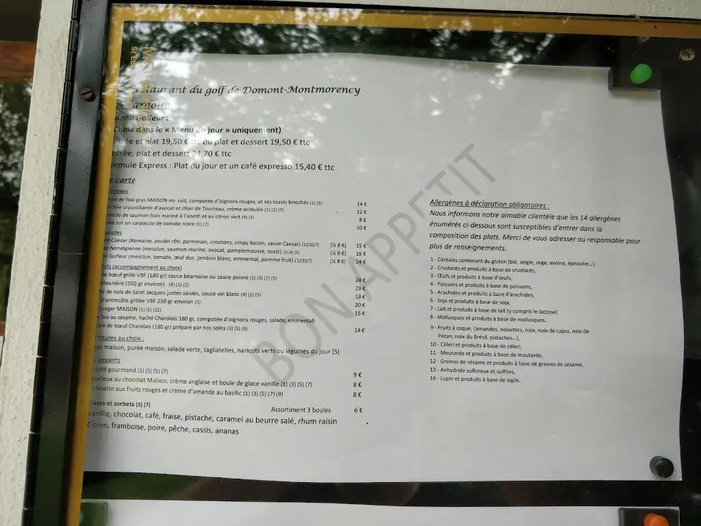 Menu_Restaurant du Golf de Domont_Domont_image_3