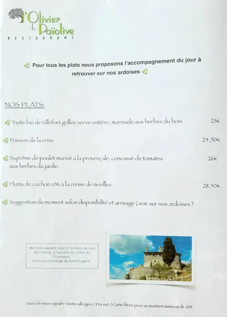 Menu_Restaurant L'Olivier de Paiolive_Vans_image_2