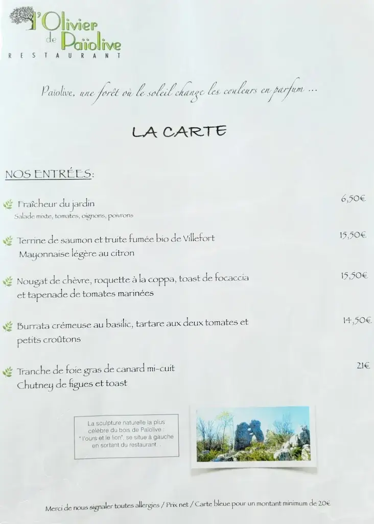 Menu_Restaurant L'Olivier de Paiolive_Vans_image_3