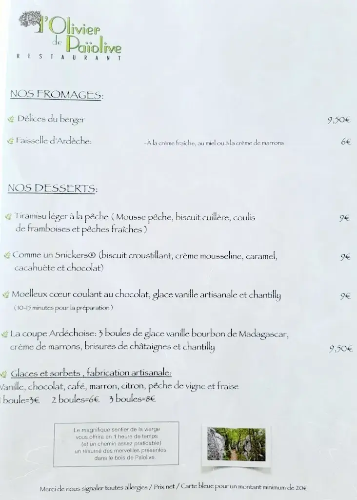 Menu_Restaurant L'Olivier de Paiolive_Vans_image_4