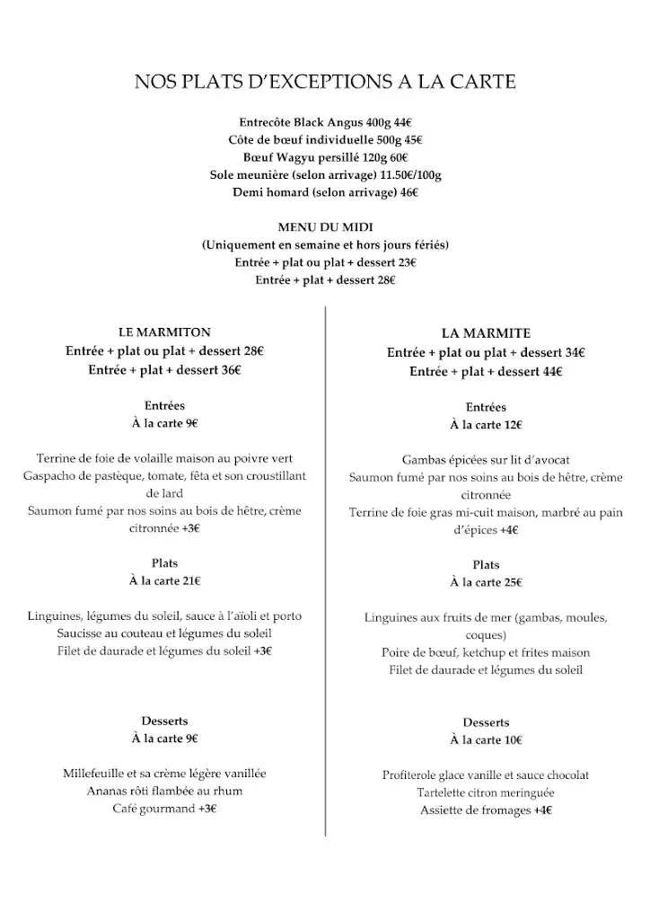 Menu_La Marmite - restaurant français_Bonneuil-sur-Marne_image_3