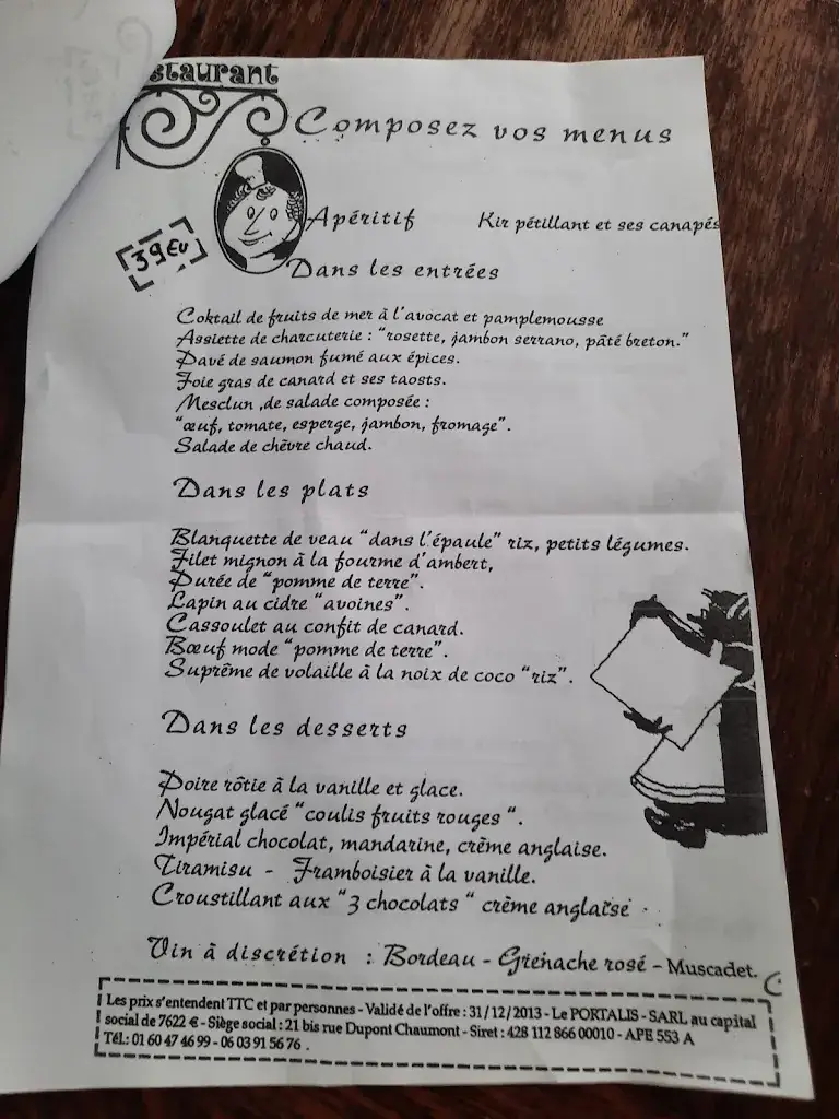Menu_Restaurant Le Portalis_Brunoy_imagen_1