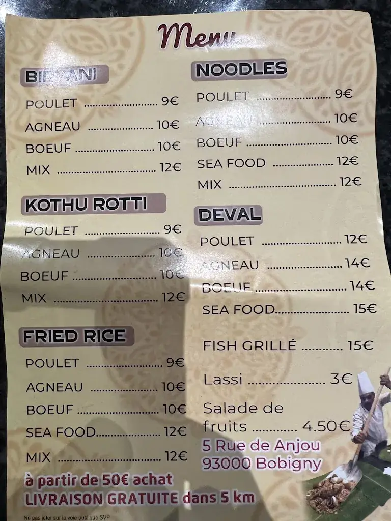 Menu_New Ravana Restaurant_Bobigny_immagine_2