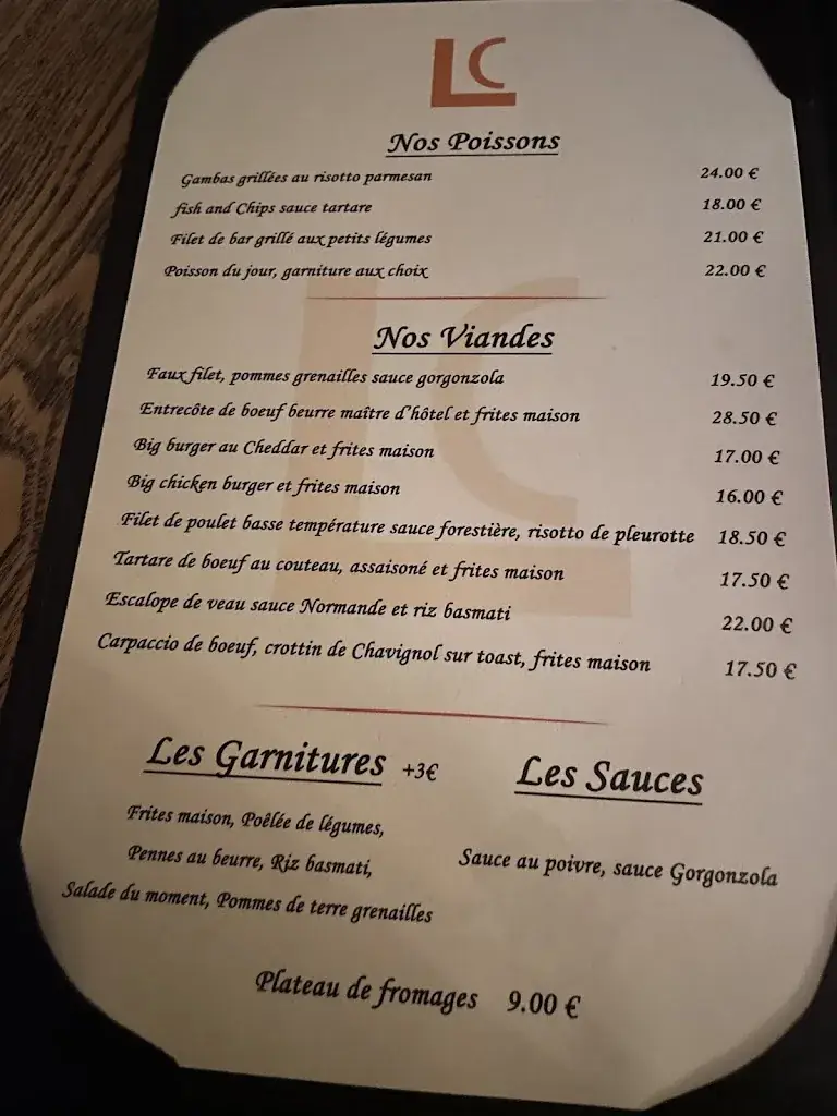 Menü_Restaurant LE CHENE_Bondy_Bild_1