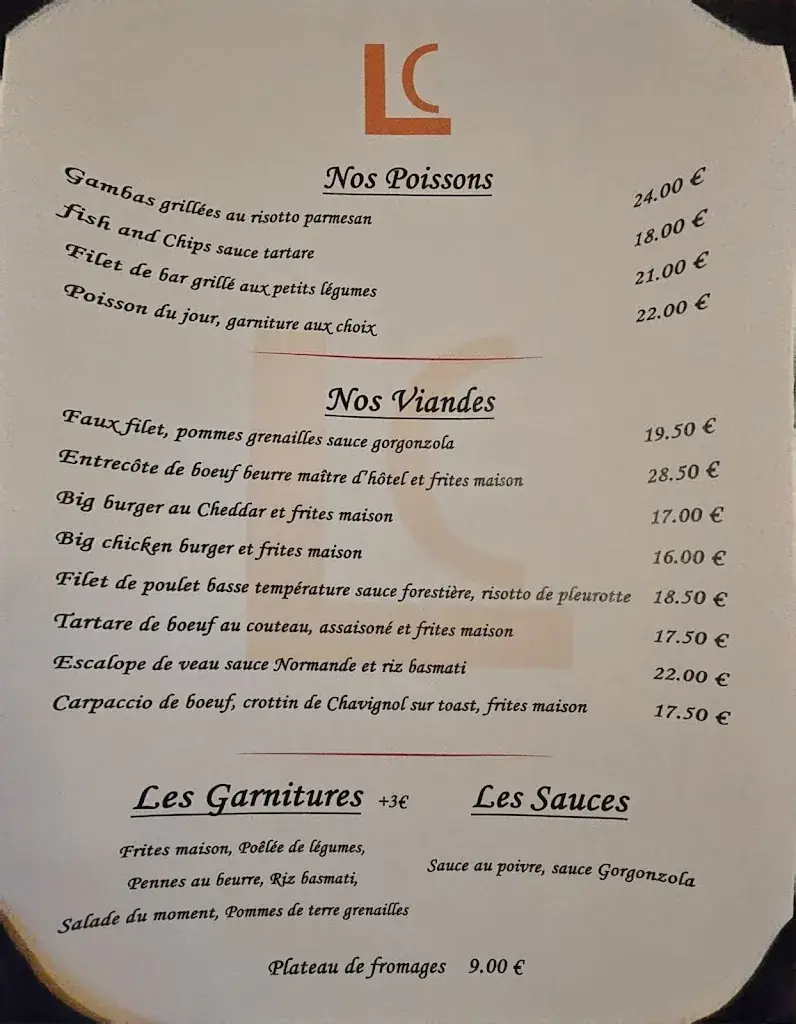 Menü_Restaurant LE CHENE_Bondy_Bild_2