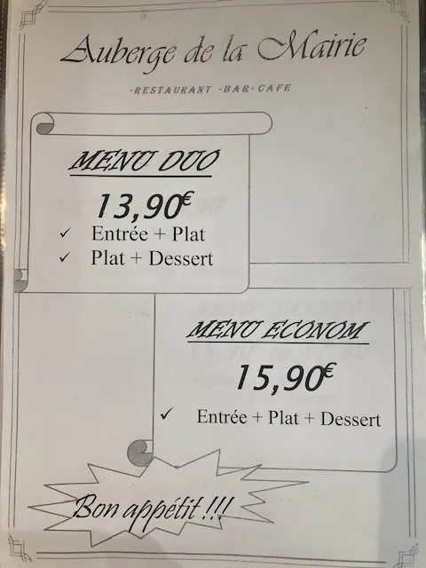 Menu_Auberge de la Mairie_Brétigny-sur-Orge_image_1