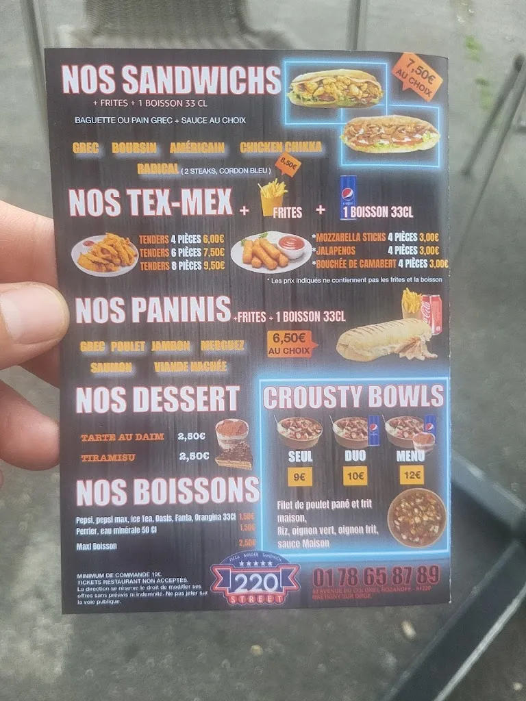 Menu_LE 220 STREET_Brétigny-sur-Orge_image_2