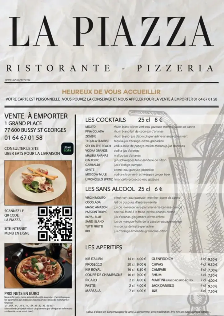 Menu_La Piazza Ristorante Pizzeria_Bussy-Saint-Georges_image_1