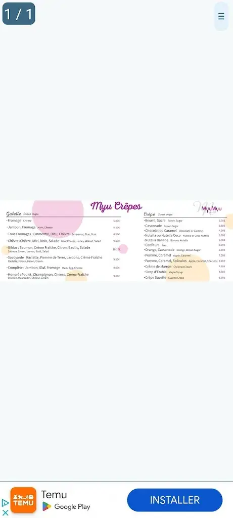 Menu_Myu Myu Maison Gourmande_Bussy-Saint-Georges_immagine_1