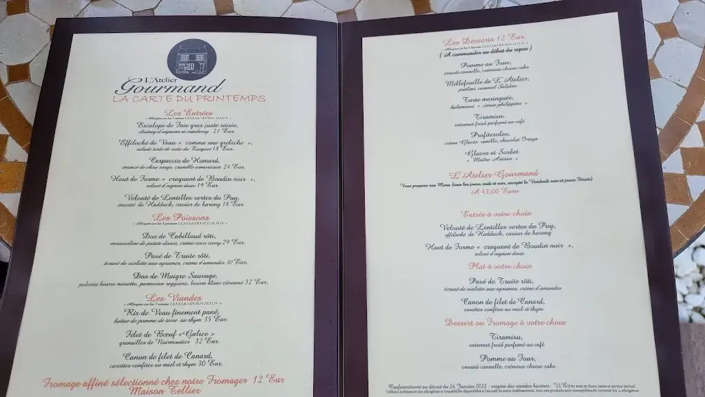 Menu_L'Atelier Gourmand_Saint-Jean-de-Beauregard_image_1