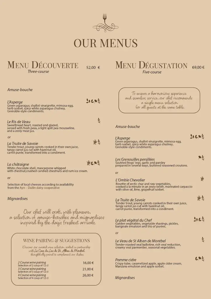 Menu_Restaurant & Hôtel Les Quatre Saisons_Dullin_image_2