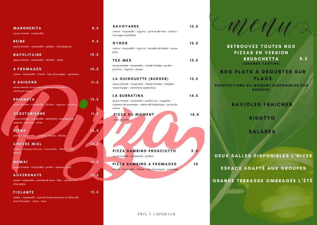 Menü_Pizzeria Le 308_Ébreuil_Bild_1