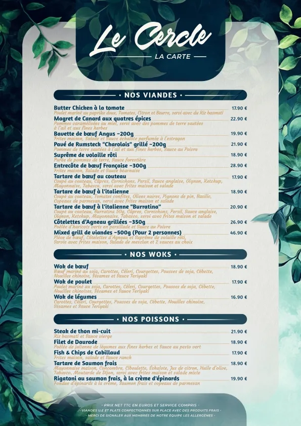 Menu_LE CERCLE - RESTAURANT / BRASSERIE_Montévrain_image_1