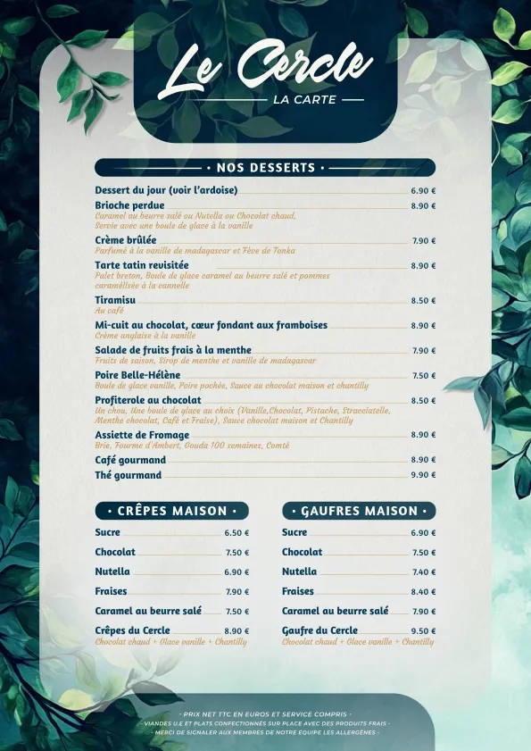 Menu_LE CERCLE - RESTAURANT / BRASSERIE_Montévrain_image_4