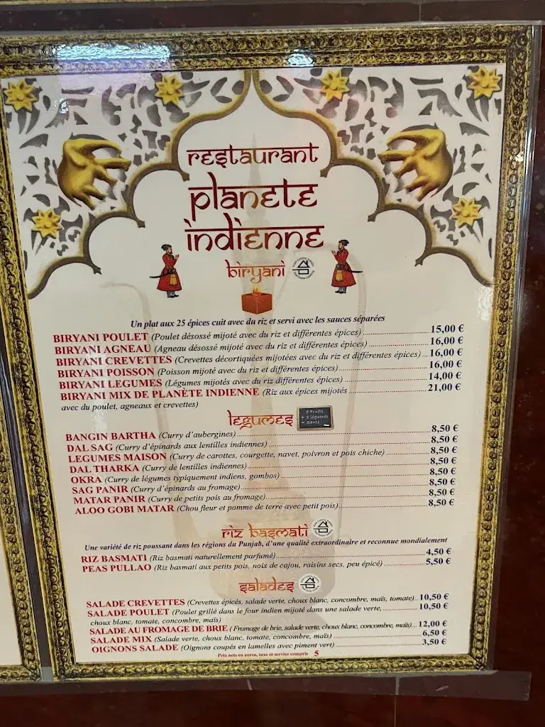 Menu_Planète Indienne since 1998_Montévrain_image_2