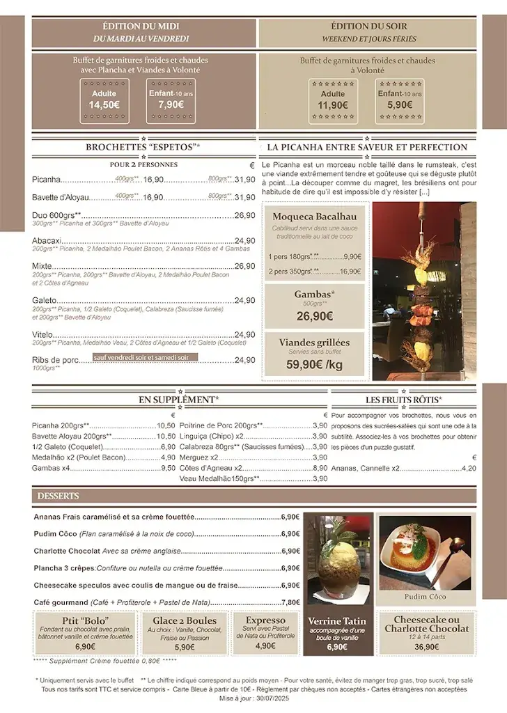 Menü_Restaurant BBQ Brazilian Steakhouse_Bry-sur-Marne_Bild_2