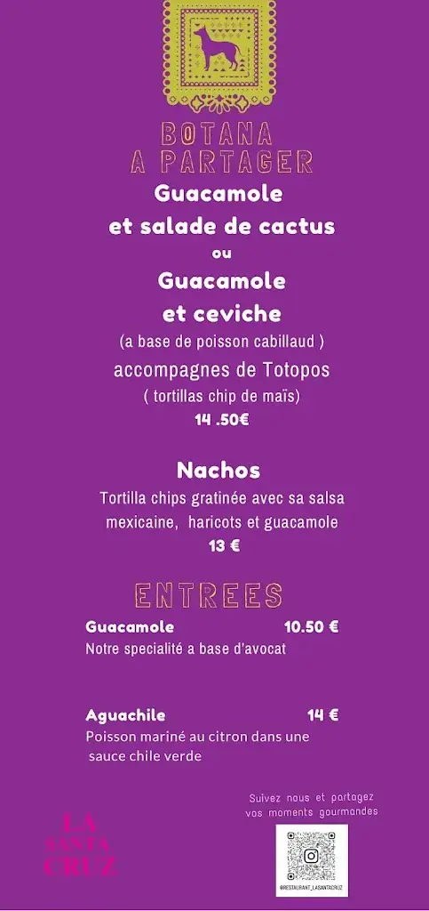 Menu_Restaurant La Santa Cruz_Villiers-sur-Marne_image_3