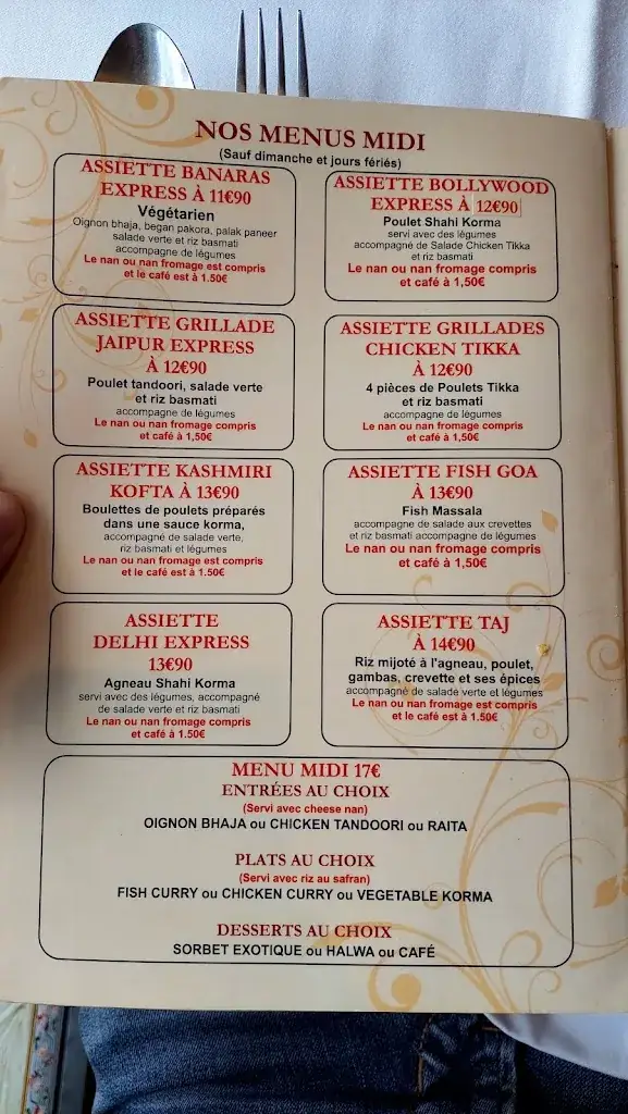 Menu_Restaurant Indien Taj Bollywood_Palaiseau_image_2