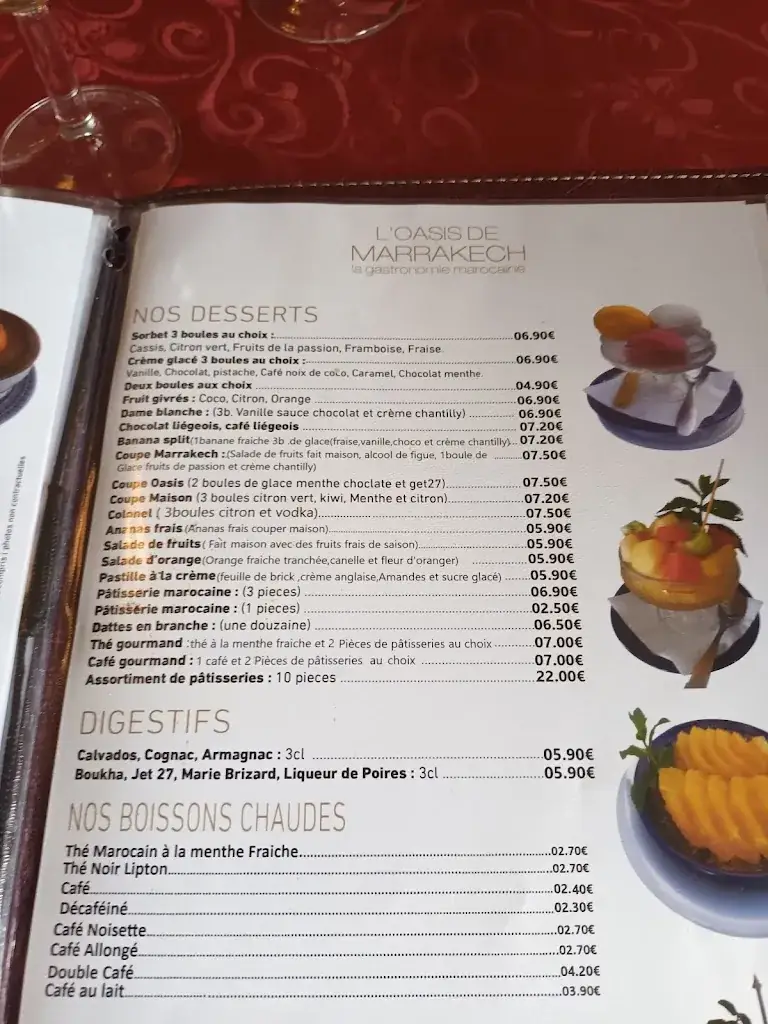 Menu_L'Oasis de Marrakech_Longjumeau_image_1