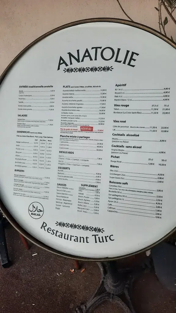Menü_RESTAURANT ANATOLIE_Châtenay-Malabry_Bild_2