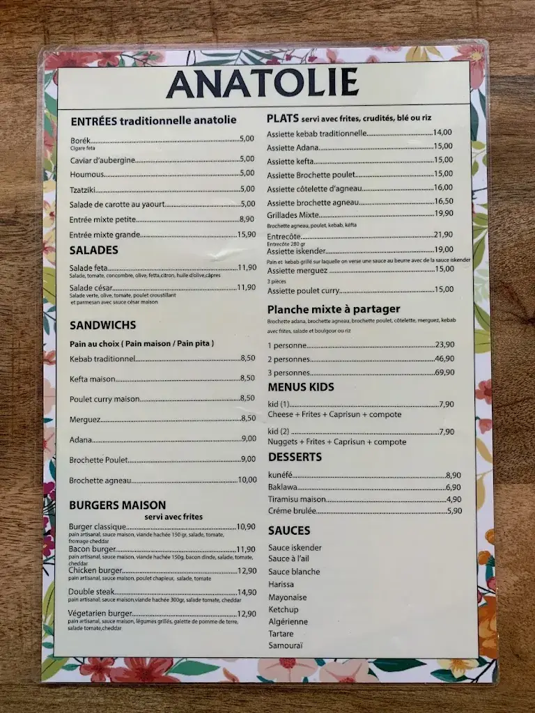 Menü_RESTAURANT ANATOLIE_Châtenay-Malabry_Bild_4