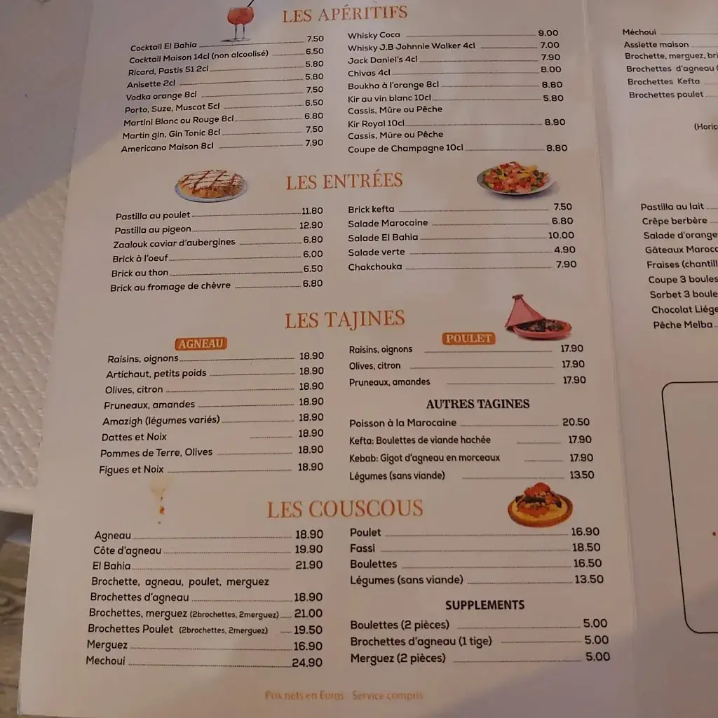 Menu_Restaurant EL BAHIA_Châtenay-Malabry_image_1
