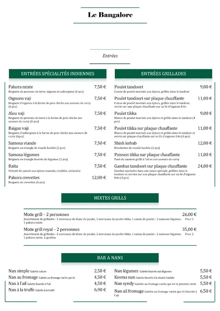 Menu_Le Bangalore_Châtenay-Malabry_image_4