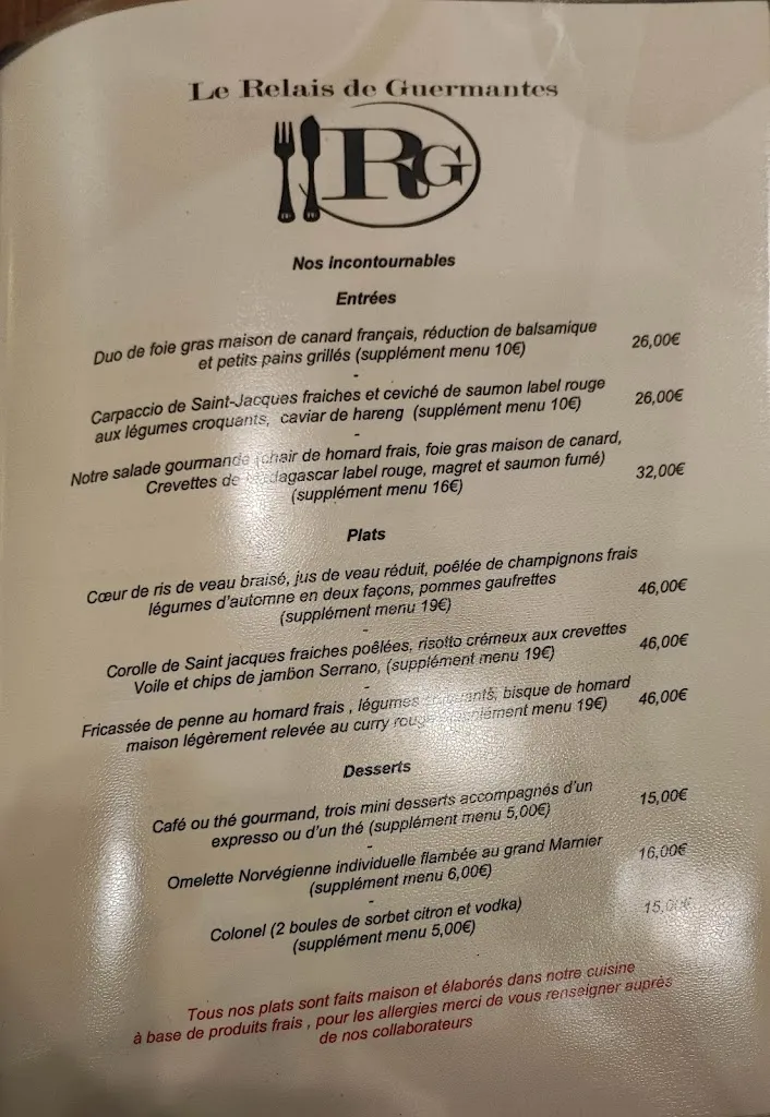 Menu_Restaurant Le Relais de Guermantes_Guermantes_image_4