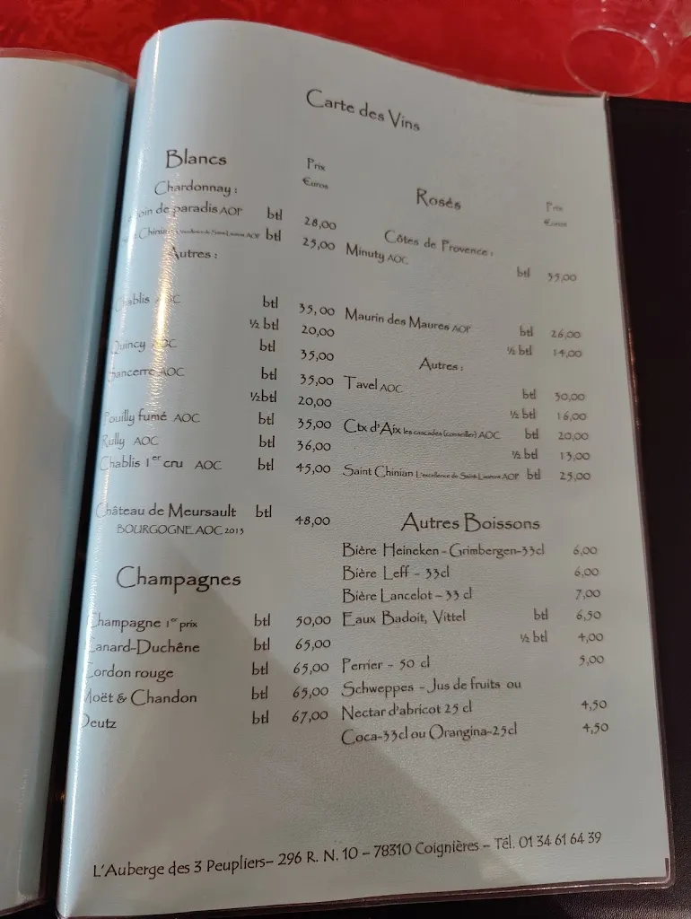 Menu_L'auberge Des 3 Peupliers_Coignières_image_3