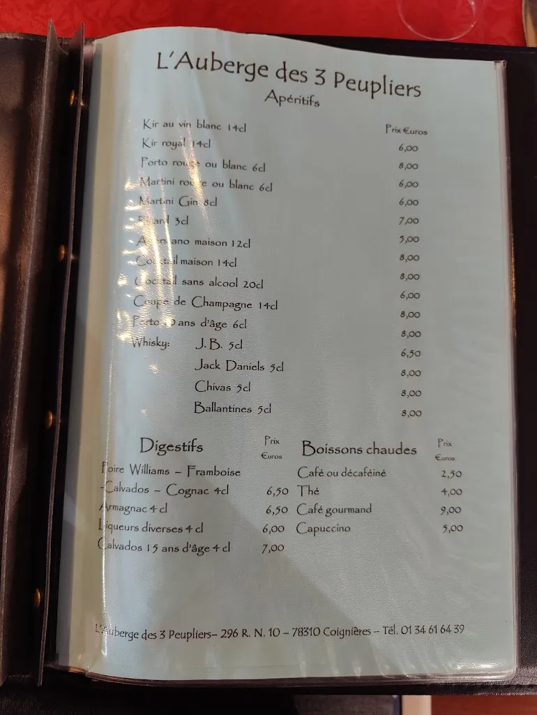 Menu_L'auberge Des 3 Peupliers_Coignières_image_4