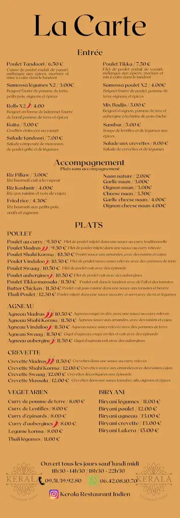 Menü_Kerala Restaurant_Combs-la-Ville_Bild_1