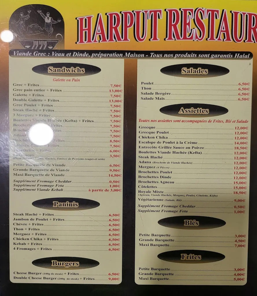 Menu_HARPUT RESTAURANT (Depuis 1999)-Kebab Fait Maison_Combs-la-Ville_image_1