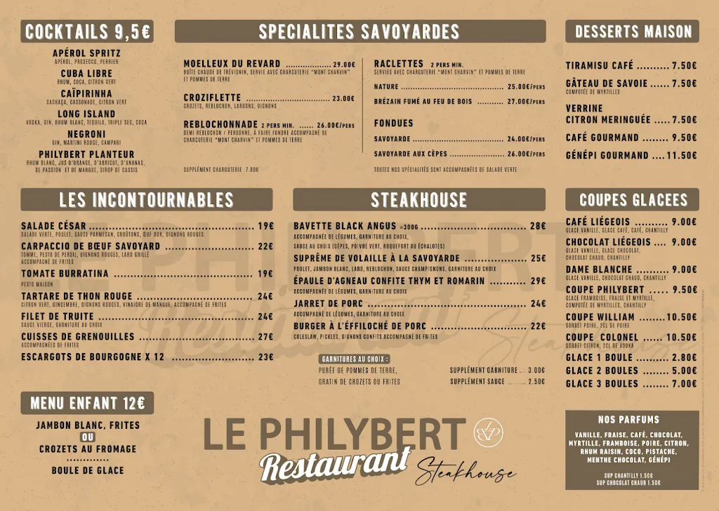 Menu_LE PHILYBERT 🫕 🥩 🍻🍷 RESTAURANT SAVOYARD ET STEAKHOUSE_Aix-les-Bains_image_1