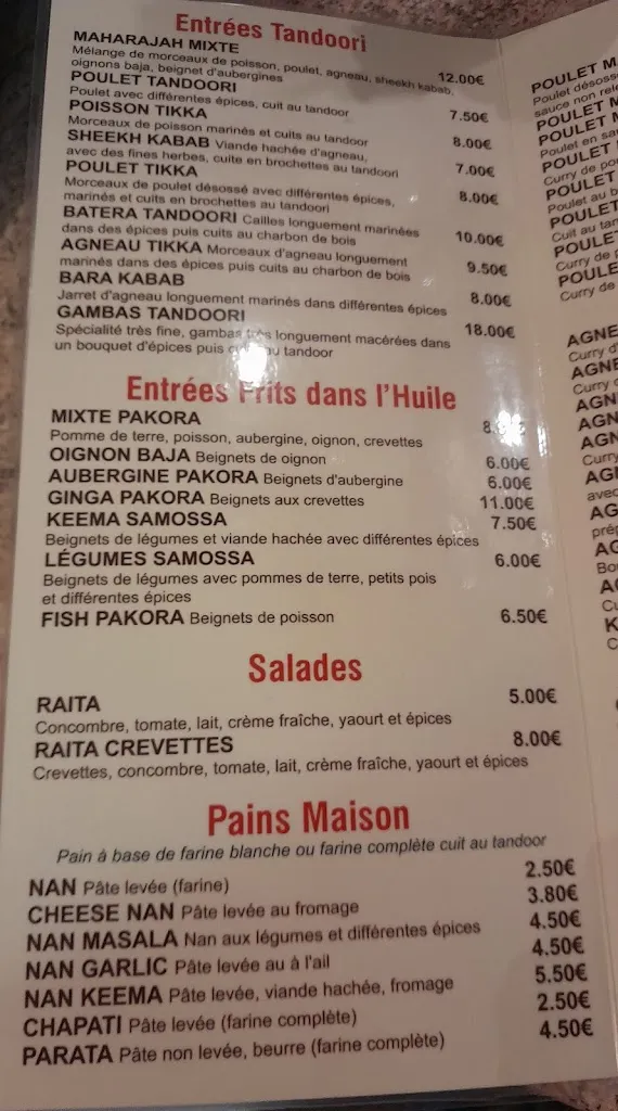 Menu_Le Palais de Maharajah_Chaville_image_4