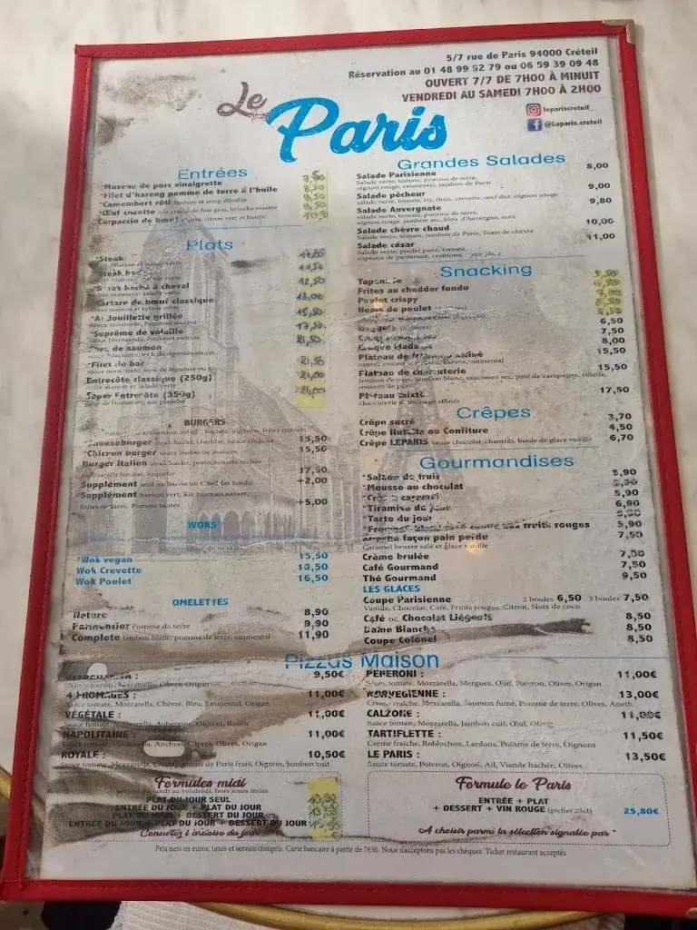 Menu_Brasserie Le Paris - Restaurant & Pub_Créteil_image_2