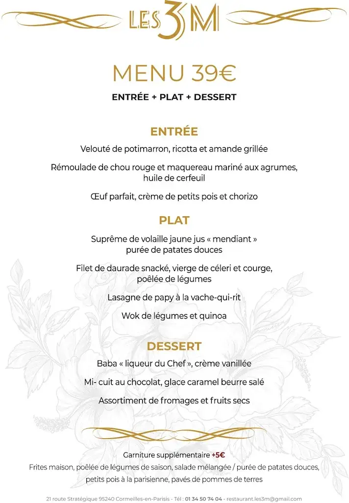 Menu_Restaurant Les 3M_Cormeilles-en-Parisis_imagen_1