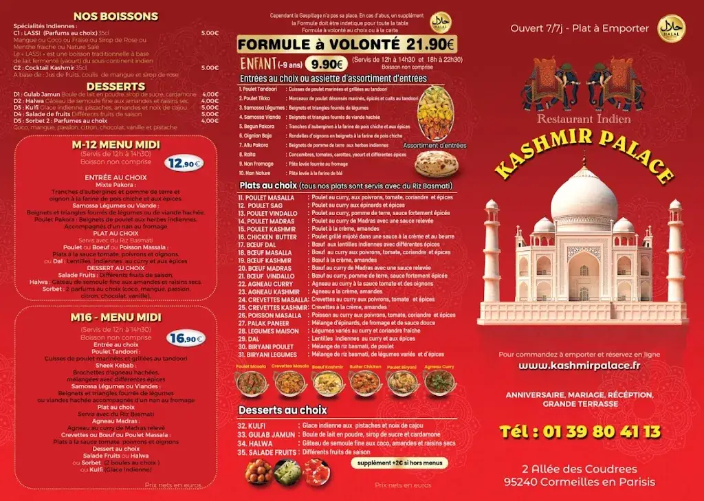 RESTAURANT FORMULE À VOLONTÉ KASHMIR PALACE restaurant in Cormeilles-en-Parisis